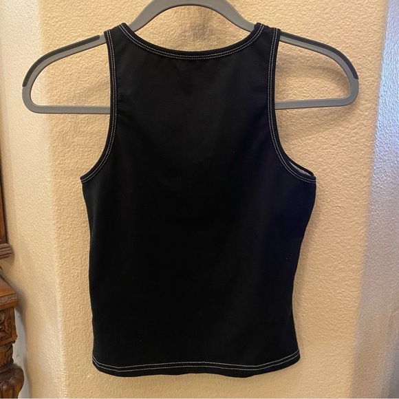 Women or teens Black Blue Face Print Graphic Tank Top Size Small - Picture 5 of 5